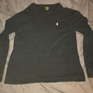 charcoal gray long sleeve polo Ralph Lauren shirt
